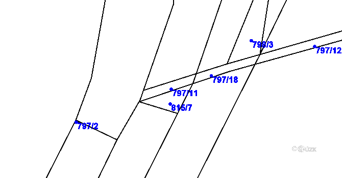 Parcela st. 797/11 v KÚ Čučice, Katastrální mapa