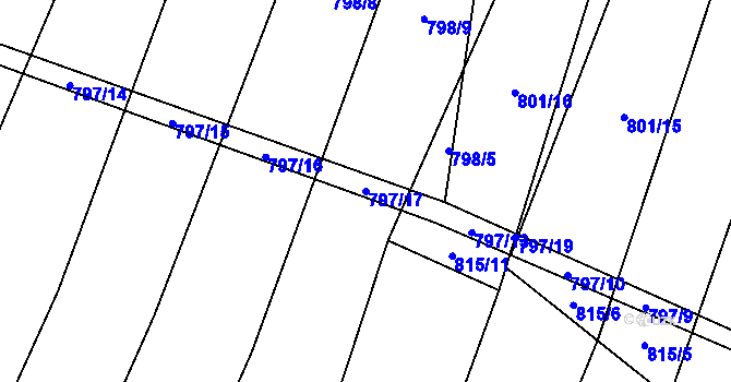 Parcela st. 797/17 v KÚ Čučice, Katastrální mapa