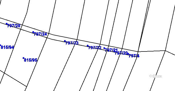 Parcela st. 797/22 v KÚ Čučice, Katastrální mapa
