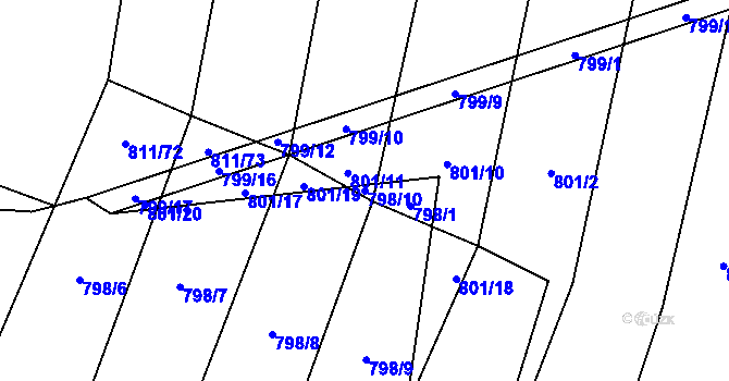 Parcela st. 798/10 v KÚ Čučice, Katastrální mapa