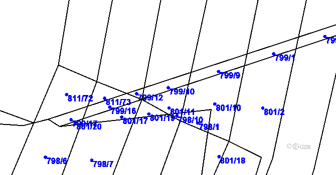 Parcela st. 799/10 v KÚ Čučice, Katastrální mapa