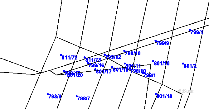 Parcela st. 799/12 v KÚ Čučice, Katastrální mapa