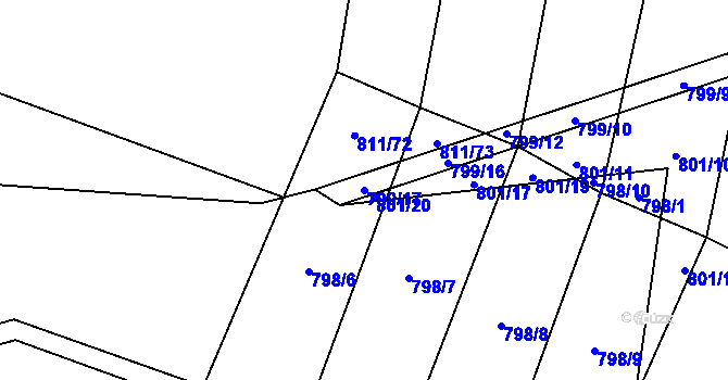 Parcela st. 799/17 v KÚ Čučice, Katastrální mapa