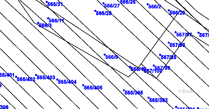 Parcela st. 566/9 v KÚ Čučice, Katastrální mapa
