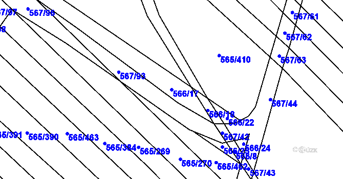Parcela st. 566/17 v KÚ Čučice, Katastrální mapa