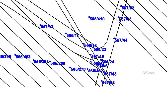 Parcela st. 566/18 v KÚ Čučice, Katastrální mapa