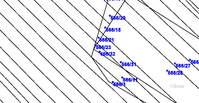 Parcela st. 566/32 v KÚ Čučice, Katastrální mapa