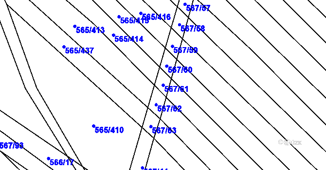 Parcela st. 567/61 v KÚ Čučice, Katastrální mapa