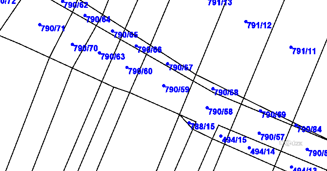 Parcela st. 790/59 v KÚ Čučice, Katastrální mapa