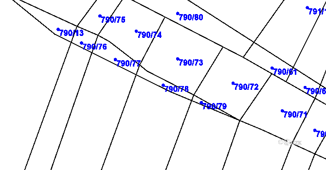 Parcela st. 790/78 v KÚ Čučice, Katastrální mapa