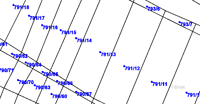 Parcela st. 791/13 v KÚ Čučice, Katastrální mapa