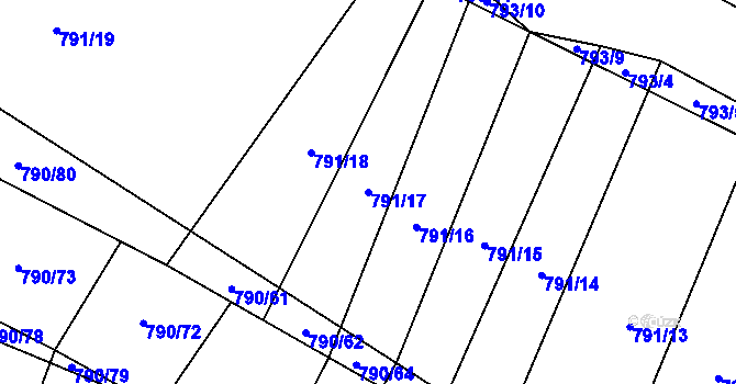 Parcela st. 791/17 v KÚ Čučice, Katastrální mapa