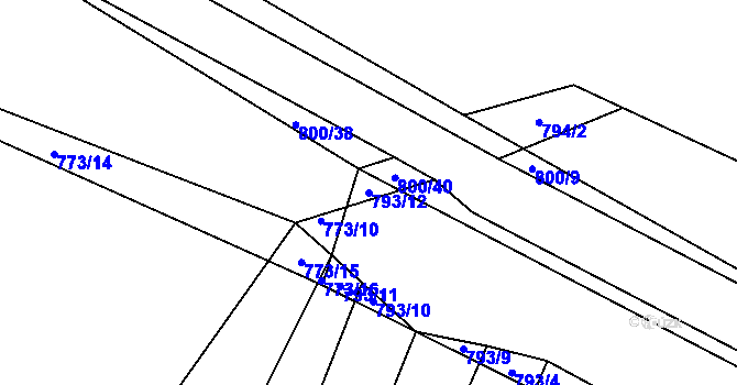 Parcela st. 793/12 v KÚ Čučice, Katastrální mapa