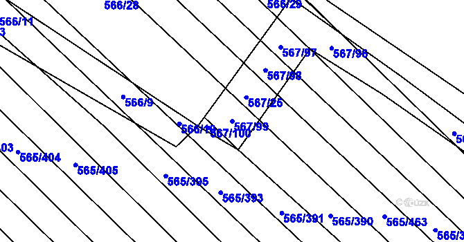 Parcela st. 567/99 v KÚ Čučice, Katastrální mapa