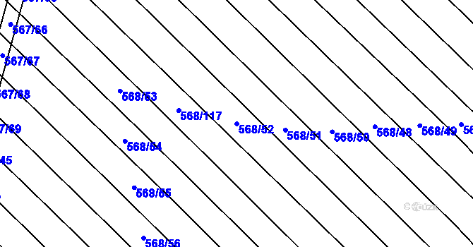 Parcela st. 568/52 v KÚ Čučice, Katastrální mapa