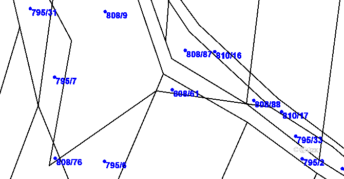 Parcela st. 808/61 v KÚ Čučice, Katastrální mapa