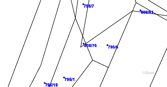 Parcela st. 808/76 v KÚ Čučice, Katastrální mapa