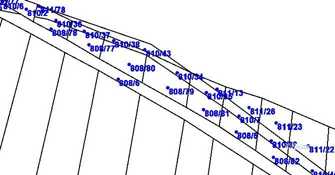 Parcela st. 808/79 v KÚ Čučice, Katastrální mapa