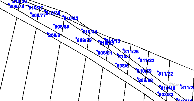 Parcela st. 808/81 v KÚ Čučice, Katastrální mapa