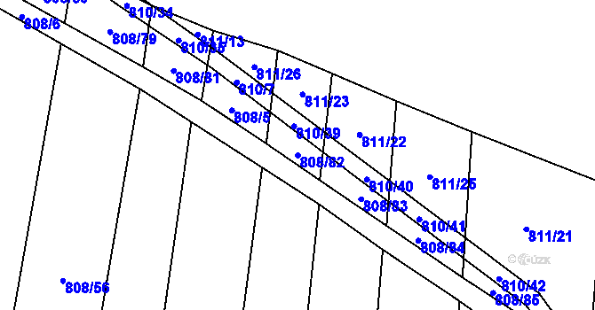 Parcela st. 808/82 v KÚ Čučice, Katastrální mapa