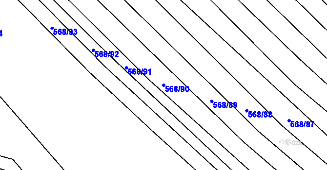 Parcela st. 568/90 v KÚ Čučice, Katastrální mapa