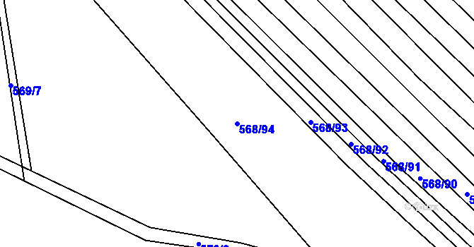 Parcela st. 568/94 v KÚ Čučice, Katastrální mapa