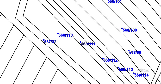 Parcela st. 568/111 v KÚ Čučice, Katastrální mapa