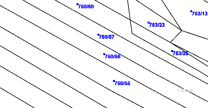 Parcela st. 750/56 v KÚ Čučice, Katastrální mapa