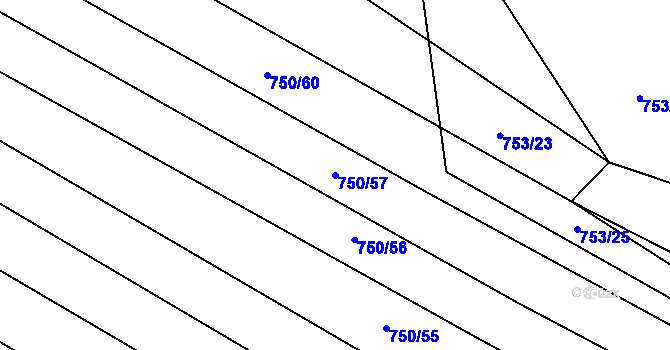 Parcela st. 750/57 v KÚ Čučice, Katastrální mapa