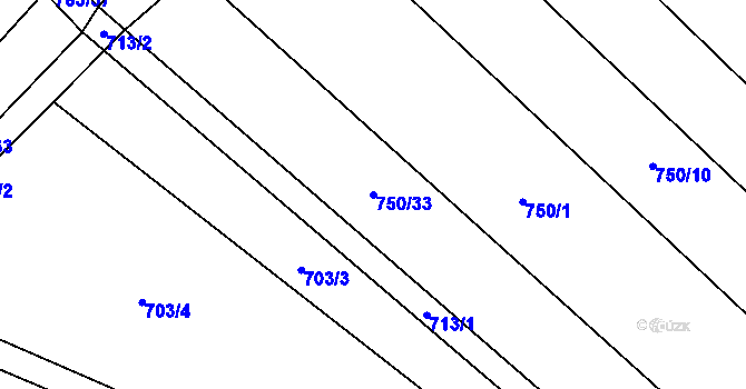 Parcela st. 750/33 v KÚ Čučice, Katastrální mapa