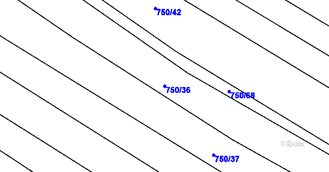 Parcela st. 750/36 v KÚ Čučice, Katastrální mapa