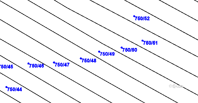 Parcela st. 750/49 v KÚ Čučice, Katastrální mapa
