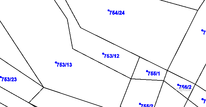 Parcela st. 753/12 v KÚ Čučice, Katastrální mapa