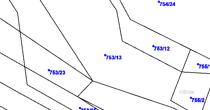 Parcela st. 753/13 v KÚ Čučice, Katastrální mapa