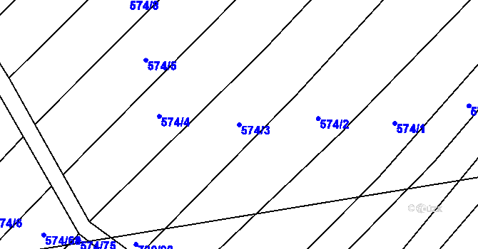 Parcela st. 574/3 v KÚ Čučice, Katastrální mapa