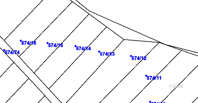 Parcela st. 574/13 v KÚ Čučice, Katastrální mapa