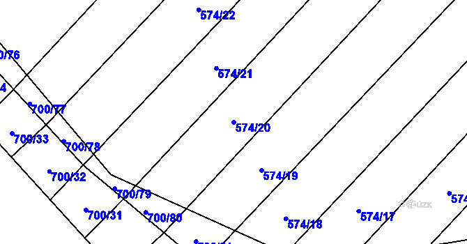 Parcela st. 574/20 v KÚ Čučice, Katastrální mapa