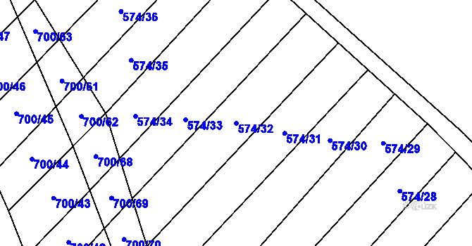 Parcela st. 574/32 v KÚ Čučice, Katastrální mapa
