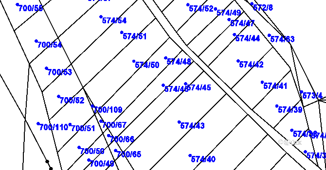 Parcela st. 574/46 v KÚ Čučice, Katastrální mapa