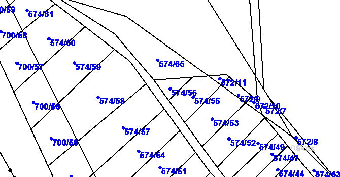 Parcela st. 574/56 v KÚ Čučice, Katastrální mapa