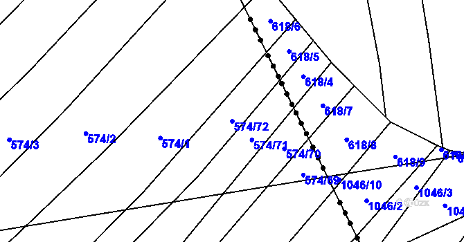 Parcela st. 574/72 v KÚ Čučice, Katastrální mapa