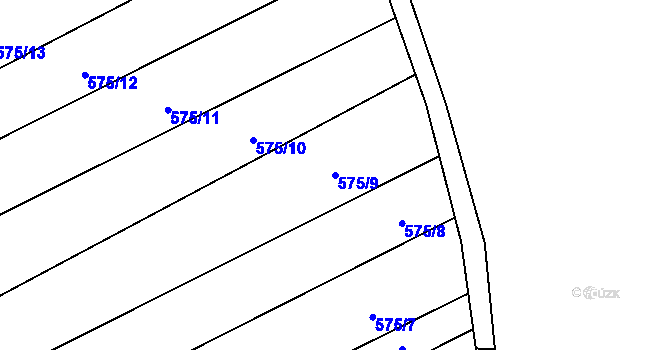 Parcela st. 575/9 v KÚ Čučice, Katastrální mapa