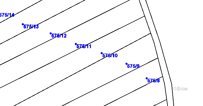 Parcela st. 575/10 v KÚ Čučice, Katastrální mapa