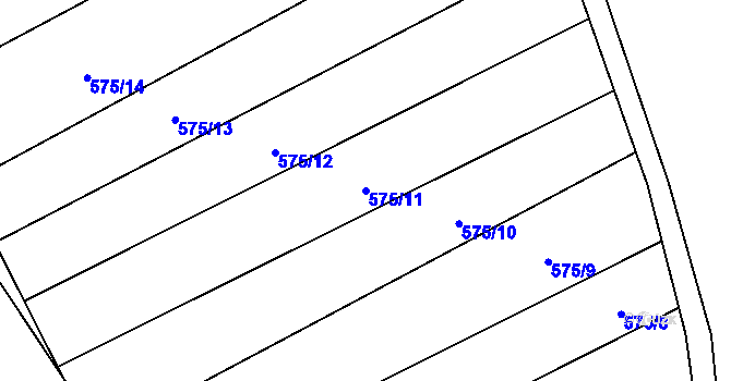Parcela st. 575/11 v KÚ Čučice, Katastrální mapa