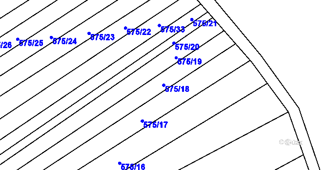 Parcela st. 575/18 v KÚ Čučice, Katastrální mapa