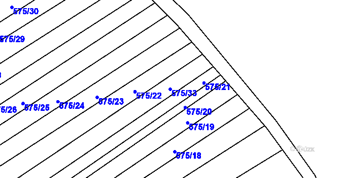 Parcela st. 575/33 v KÚ Čučice, Katastrální mapa