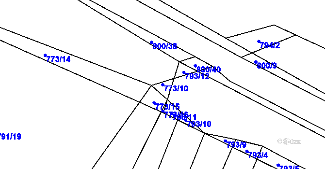 Parcela st. 773/10 v KÚ Čučice, Katastrální mapa