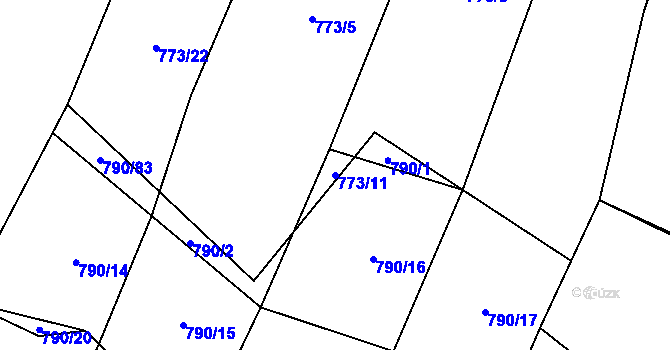 Parcela st. 773/11 v KÚ Čučice, Katastrální mapa