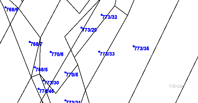Parcela st. 773/33 v KÚ Čučice, Katastrální mapa