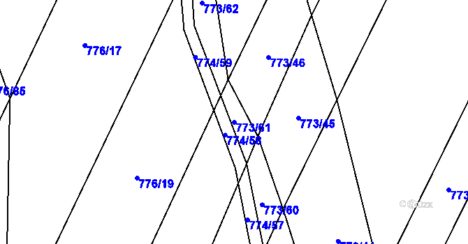 Parcela st. 773/61 v KÚ Čučice, Katastrální mapa
